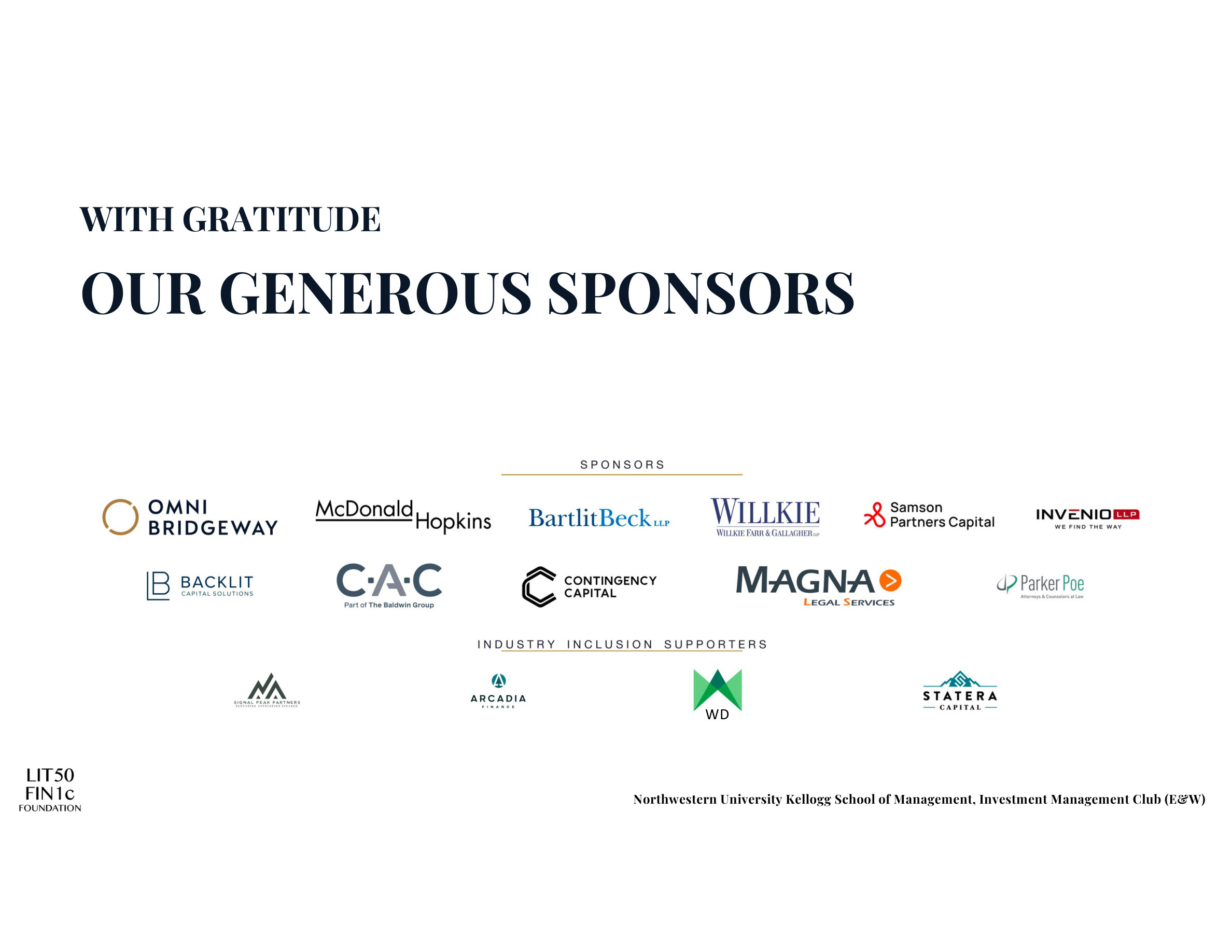 With Gratitude — Our Generous Sponsors